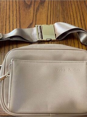 Eva & Co Taupe Crossbody Belt Bag for Women